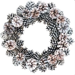 White Frosted Pinecone Wreath